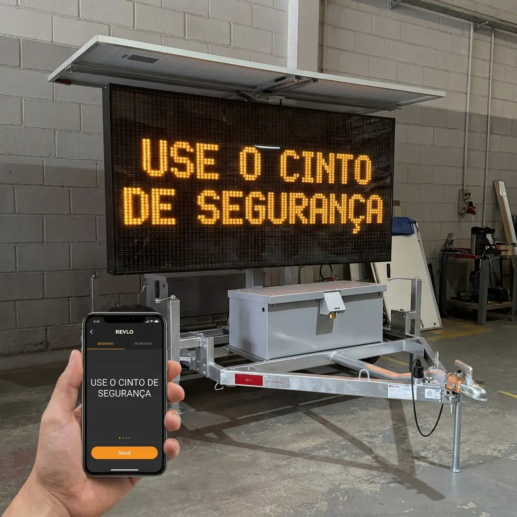 Aplicativo da Revlo trocando a mensagem do painel pelo celular